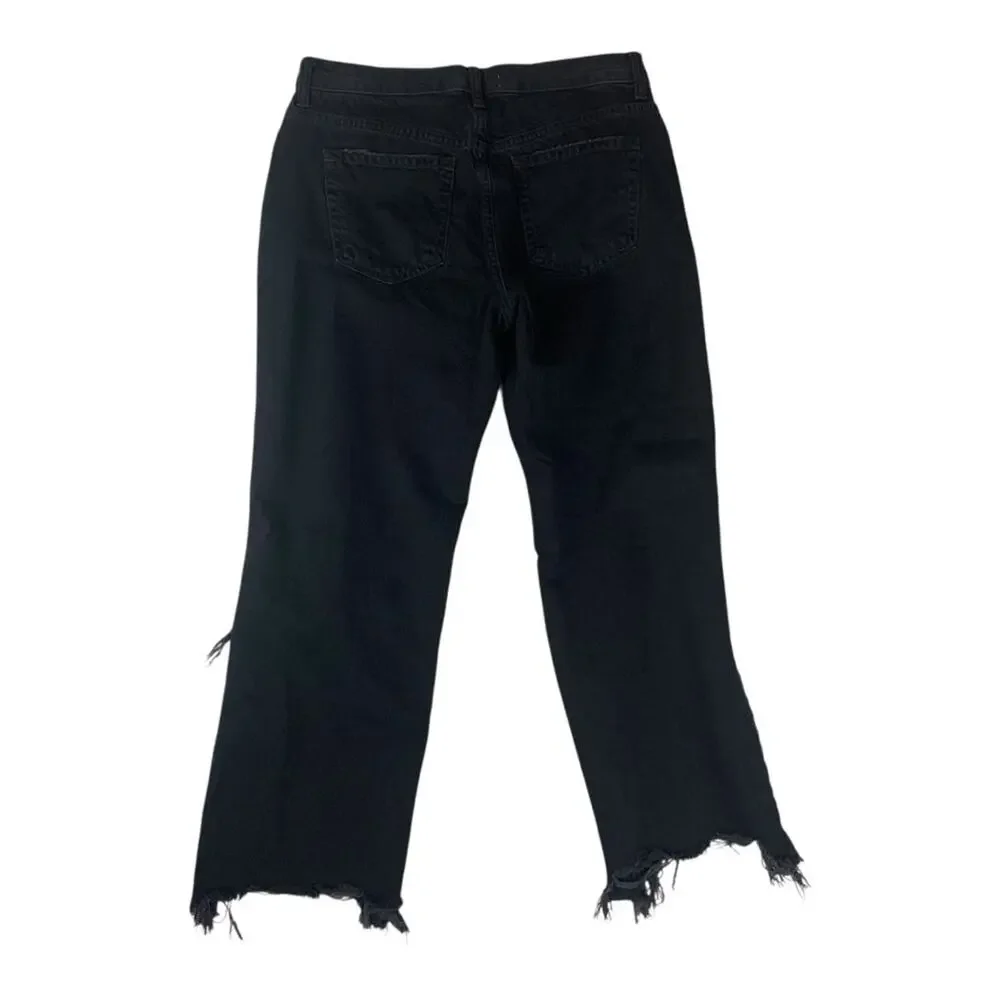 We the Free size 28 Black Distressed Wide Leg crop Jeans